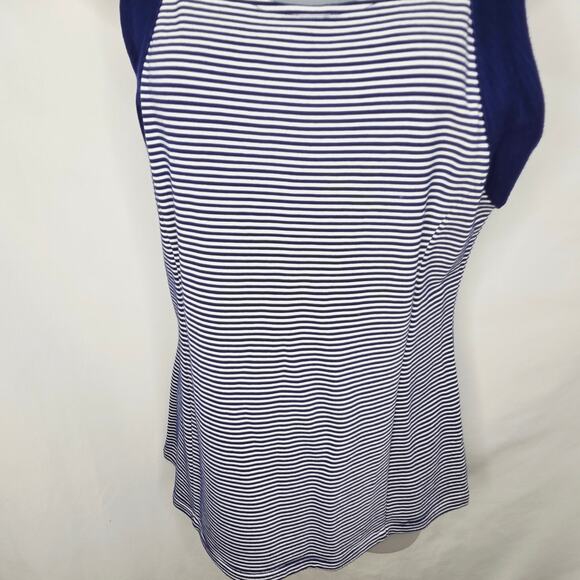 Banana Republic Navy Blue & White Striped Zipper on the Back Tank Top Size 6 New - Picture 6 of 10